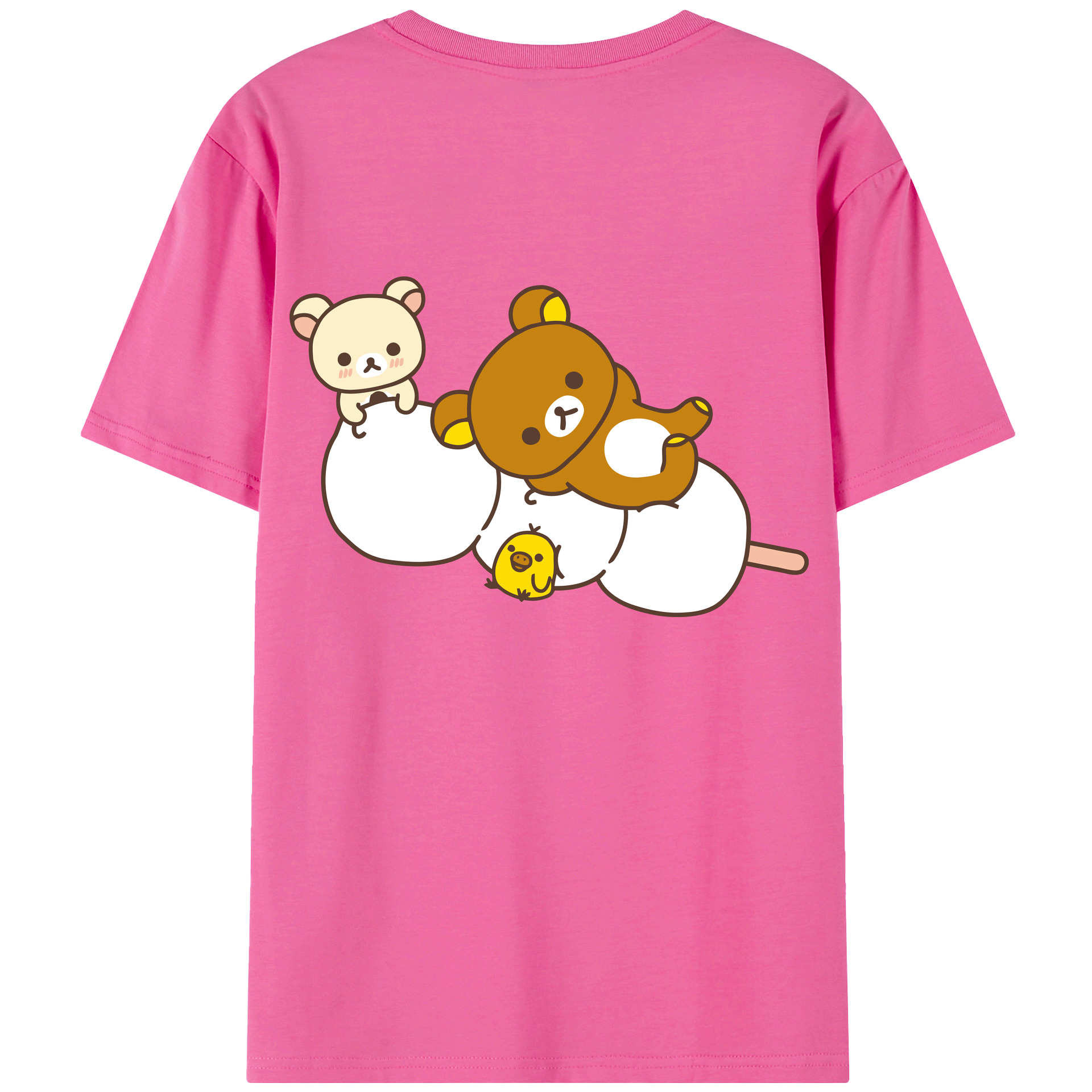 （画像用） リラックマ リラックマ キイロイトリ Rilakkuma Korilakkuma Kiiroitori レディース半袖Tシャツ(バックプリント)